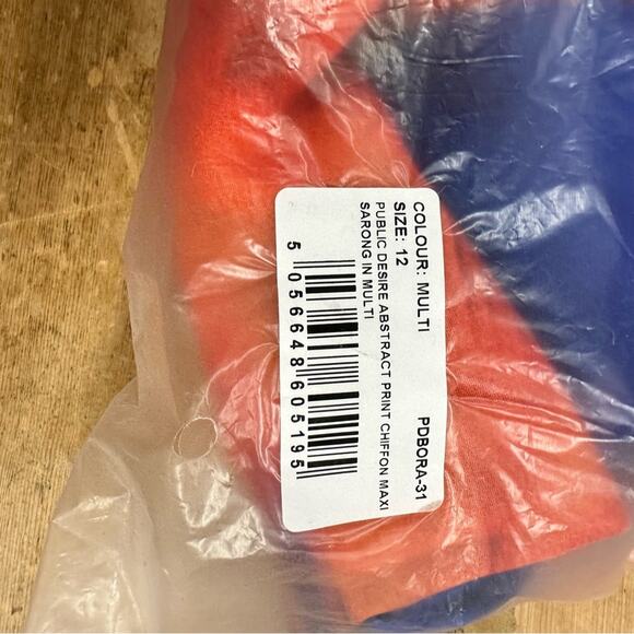 Public Desire Asos abstract print chiffon maxi sarong in multi Size 8 New NWT - Picture 13 of 16